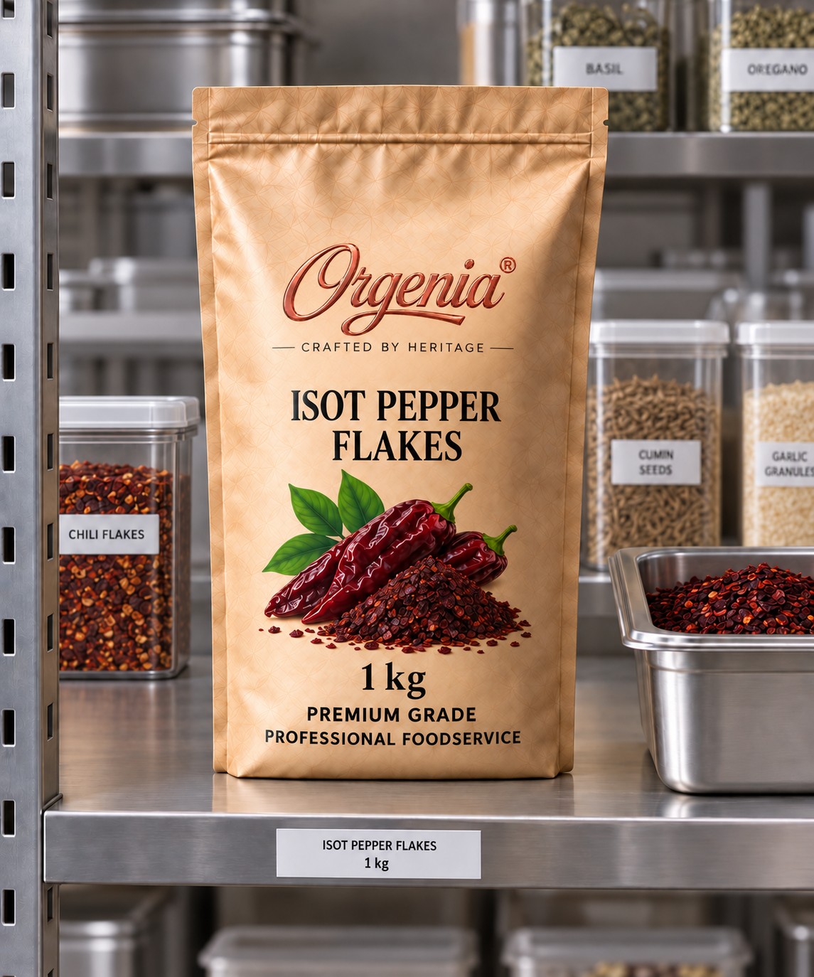 Orgenia Isot Pepper Flakes 1 kg professional pouch